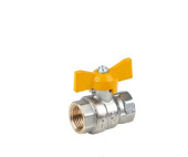 Кран для газа 1/2", DN 15, ручка-бабочка (внутр.резьба/внутр.резьба), (никелированное покрытие)