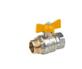 Кран для газа 1/2", DN 15, ручка-бабочка (наруж.резьба/ внутр.резьба), (никелированное покрытие)