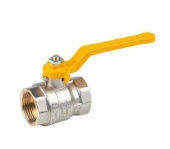 Кран для газа 1/2", DN 15, ручка-рычаг (внутр.резьба/внутр.резьба), (никелированное покрытие)