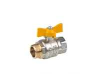 Кран для газа 1", DN 25, ручка-бабочка (наруж.резьба/ внутр.резьба), (никелированное покрытие)