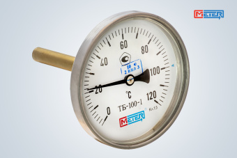 Термометр биметаллический ТБ-100-1 на диапазон показания 0..120С